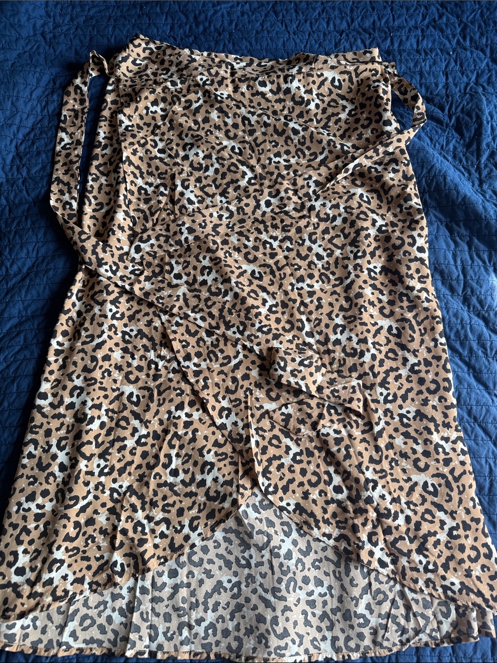 Leopard Print Wrap Skirt - Tan/Black